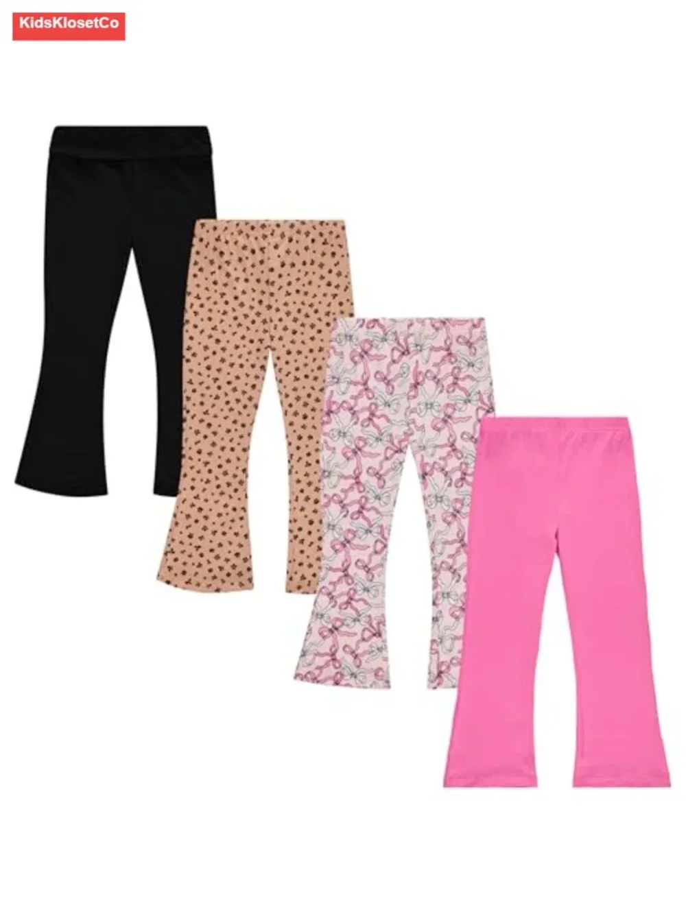 Soft Stretch Cotton Blend Flared Leggings Pack of 4 for Girls
